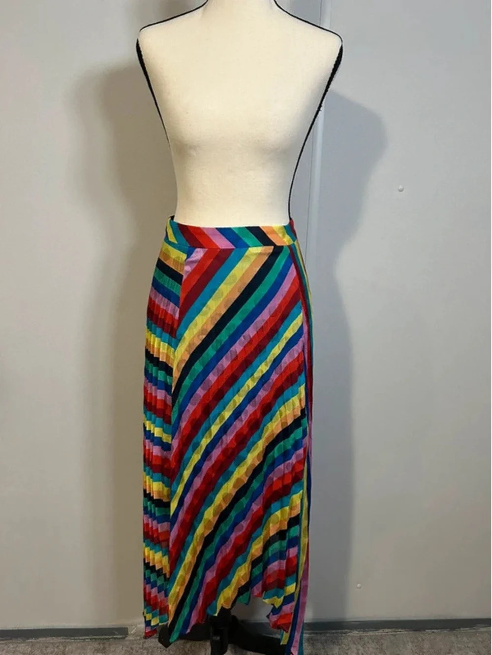 Simply Styled Petite Rainbow Stripe Asymmetrical Maxi Skirt
